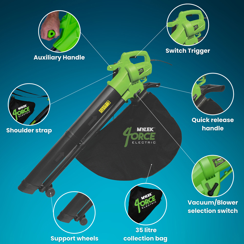 Mylek 4orce 3-in-1 3000W Electric Garden Power Tool with Collection Bags Image 3