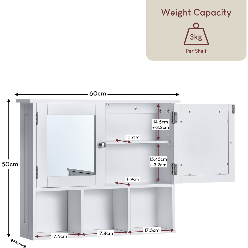 BATH VIDA Priano White 2 Door Mirror Bathroom Cabinet Image 9