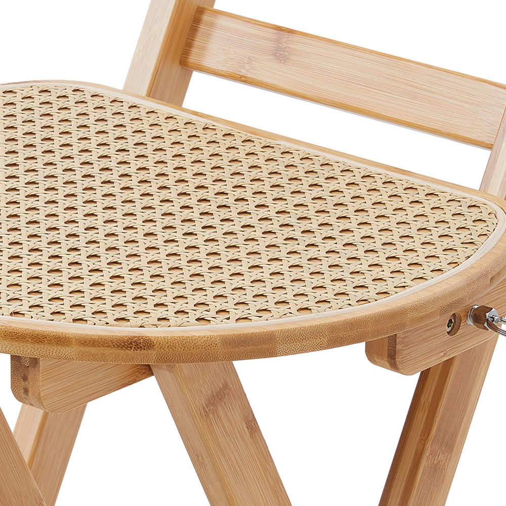 Living and Home Natural Wood Foldable Bamboo Bar Chair with Footrest Image 5