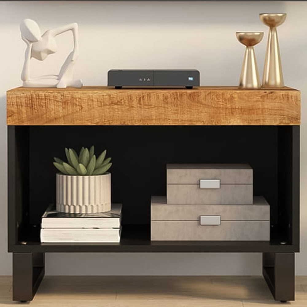 vidaXL Single Shelf Light Brown Solid Mango Wood TV Cabinet Image 1