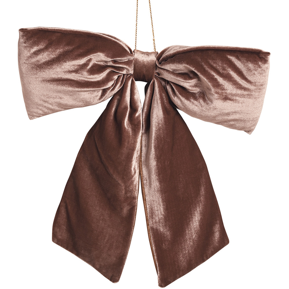 The Seasonal Gift Co. Chocolate Velvet Bow Hanging Christmas Decoration 50 x 40cm Image 1