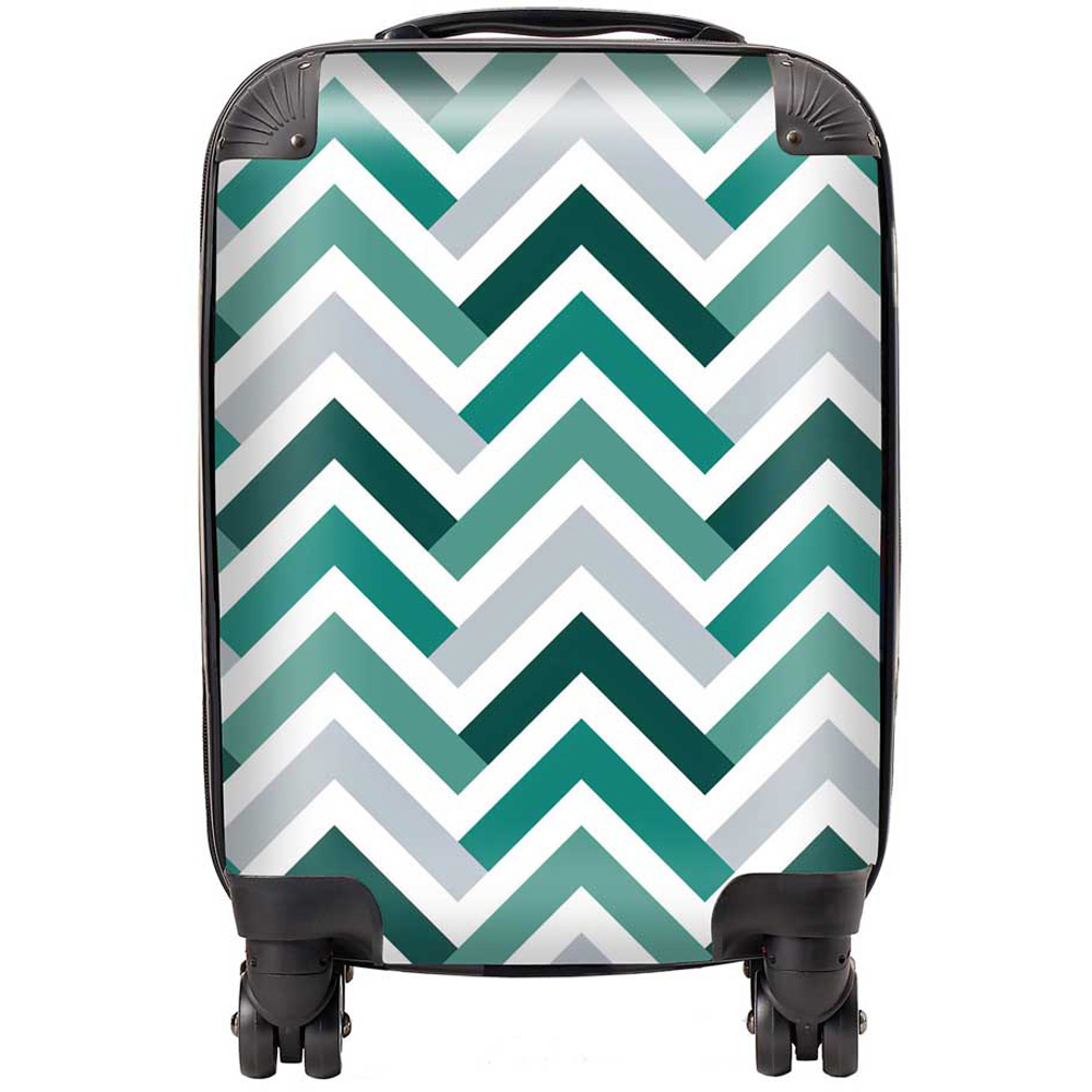 Warren Reed Designer Small Geometric Retro Vintage Coloured Chevron Pattern Suitcase Image 1