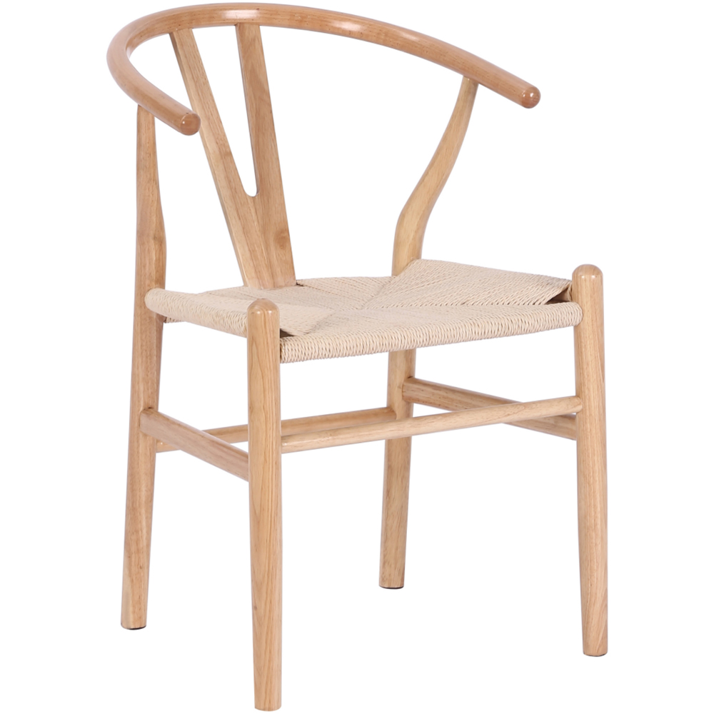 Furniture One Set of 2 Oak Rattan Ash Solid Wood Y-Shaped Dining Chair Image 4