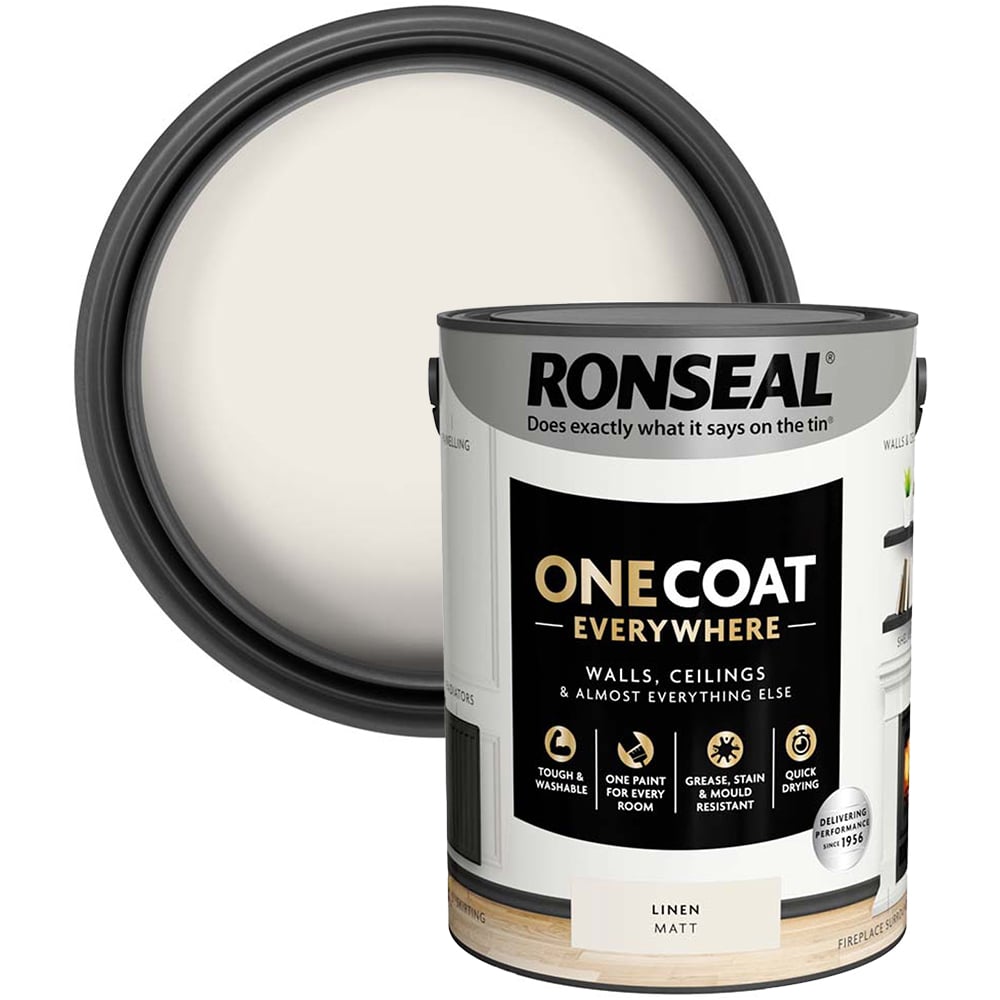 Ronseal One Coat Everywhere Linen Matt Interior Paint 5L Image 1
