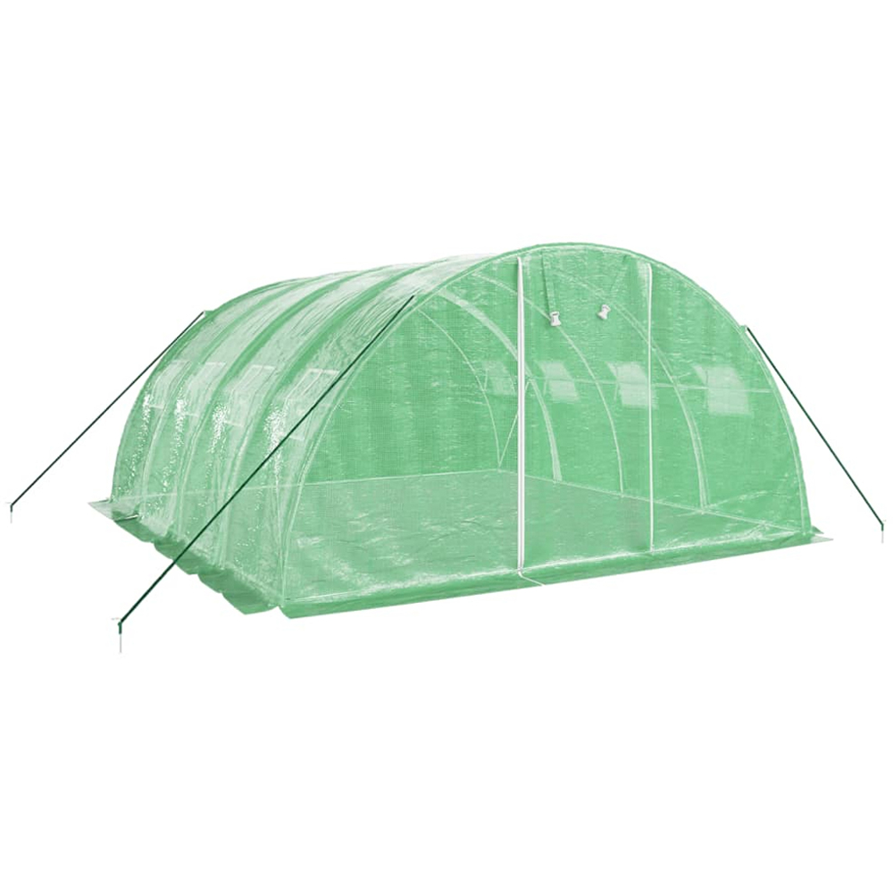vidaXL Green Polyethylene Galvanised Steel Frame 13.1 x 13.1ft Greenhouse Image 2