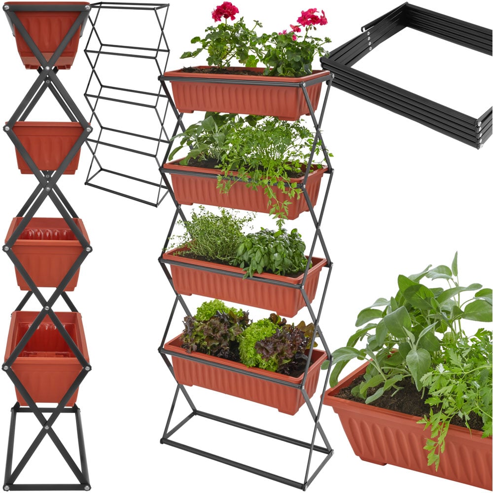 tectake 4 Tier Vertical Flower Box Image 2