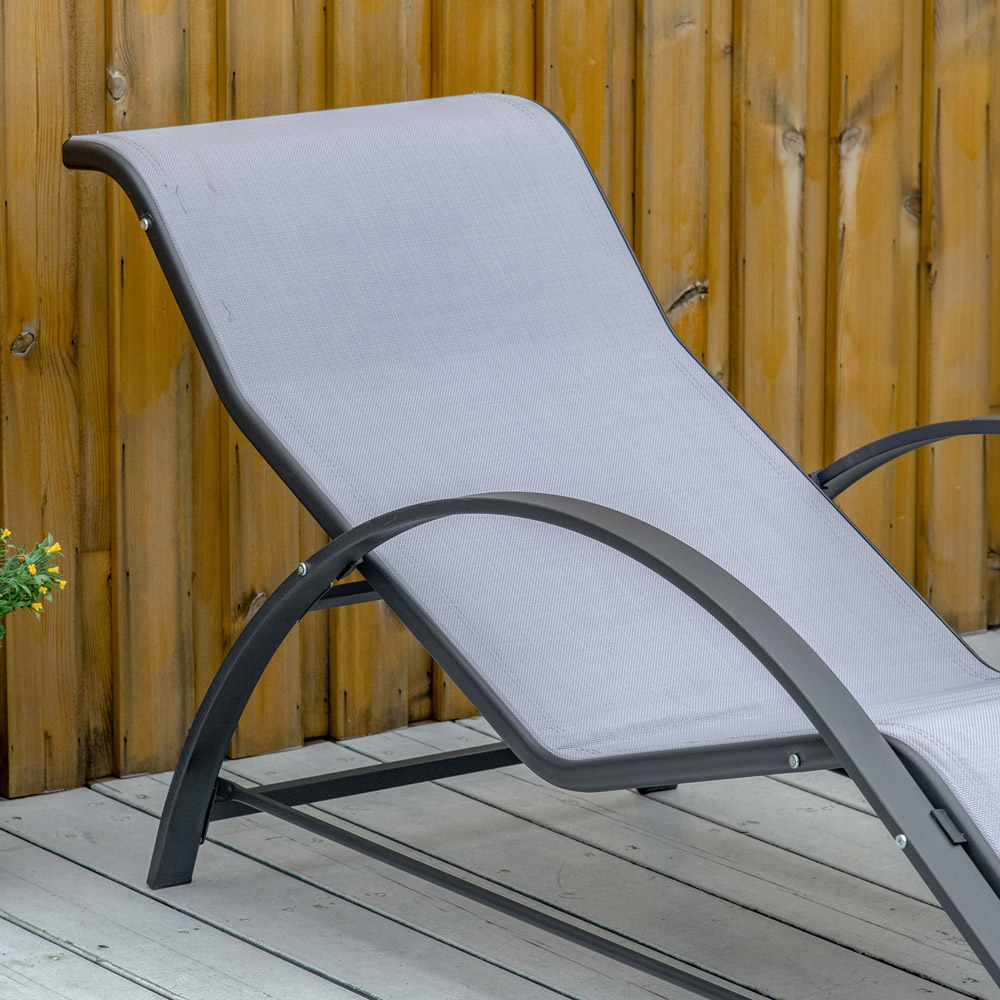 Outsunny Set of 2 Light Grey Sun Loungers with Table  Image 3