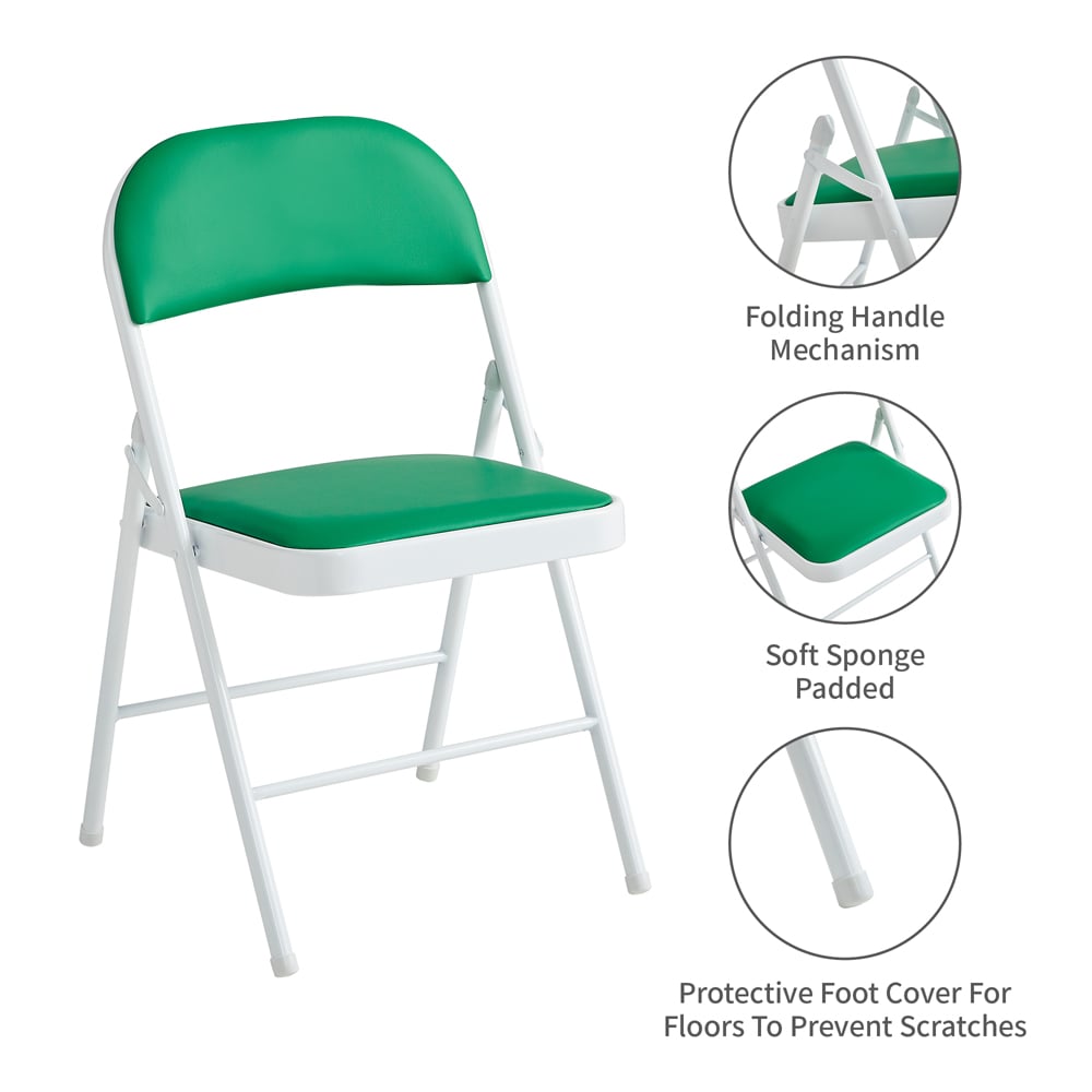 wilko Set of 6 Green Padded Folding Metal Dining Chairs Image 6