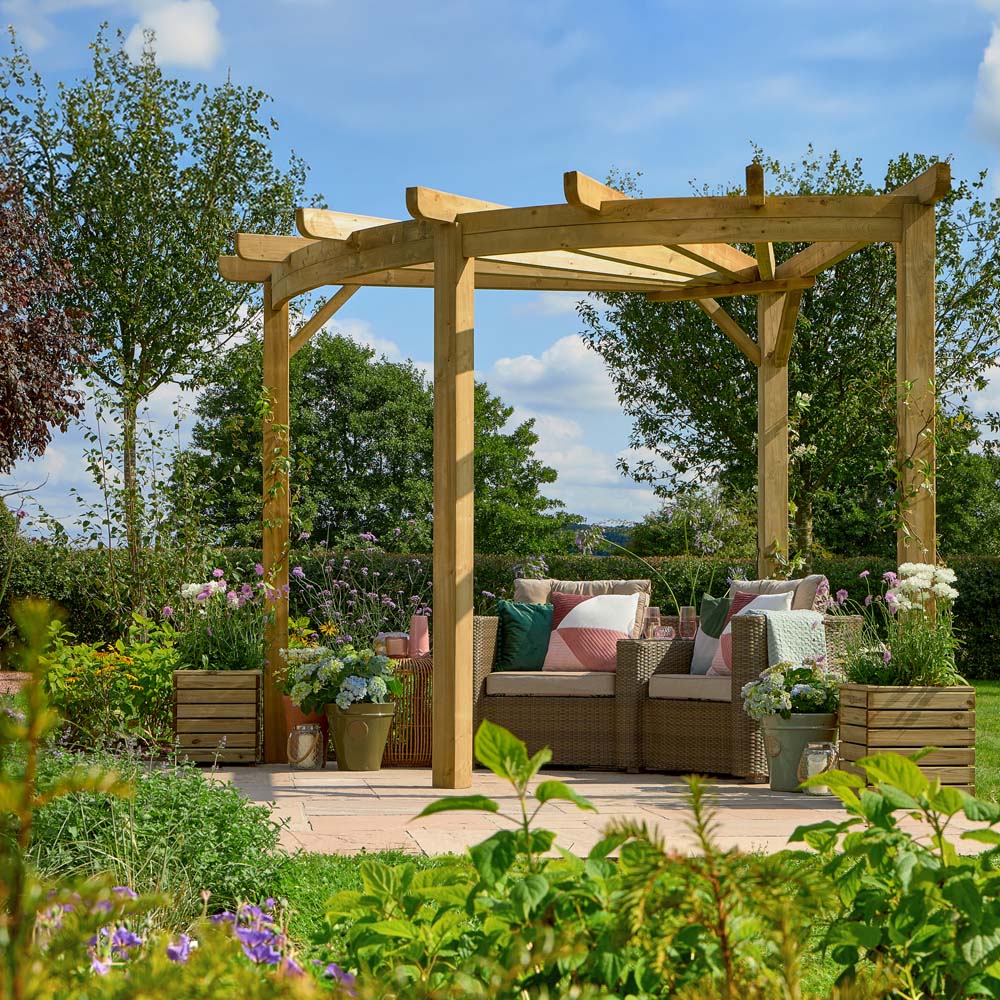 Forest Garden 2.5 x 2.4m Timber Premium Radial Pergola Image 1