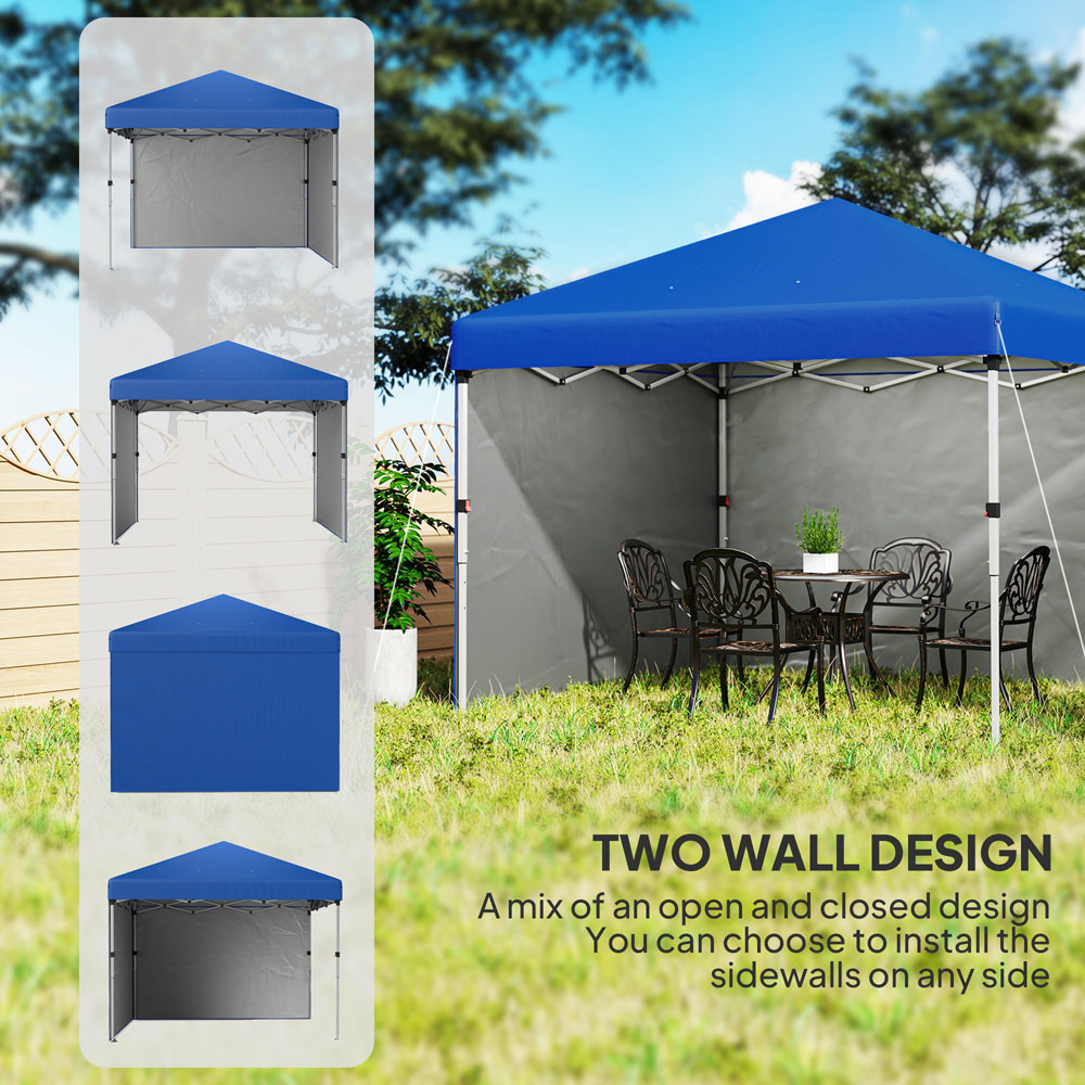 Outsunny 3 x 3m Blue Pop Up Gazebo Party Tent with 2 Sidewalls Image 4