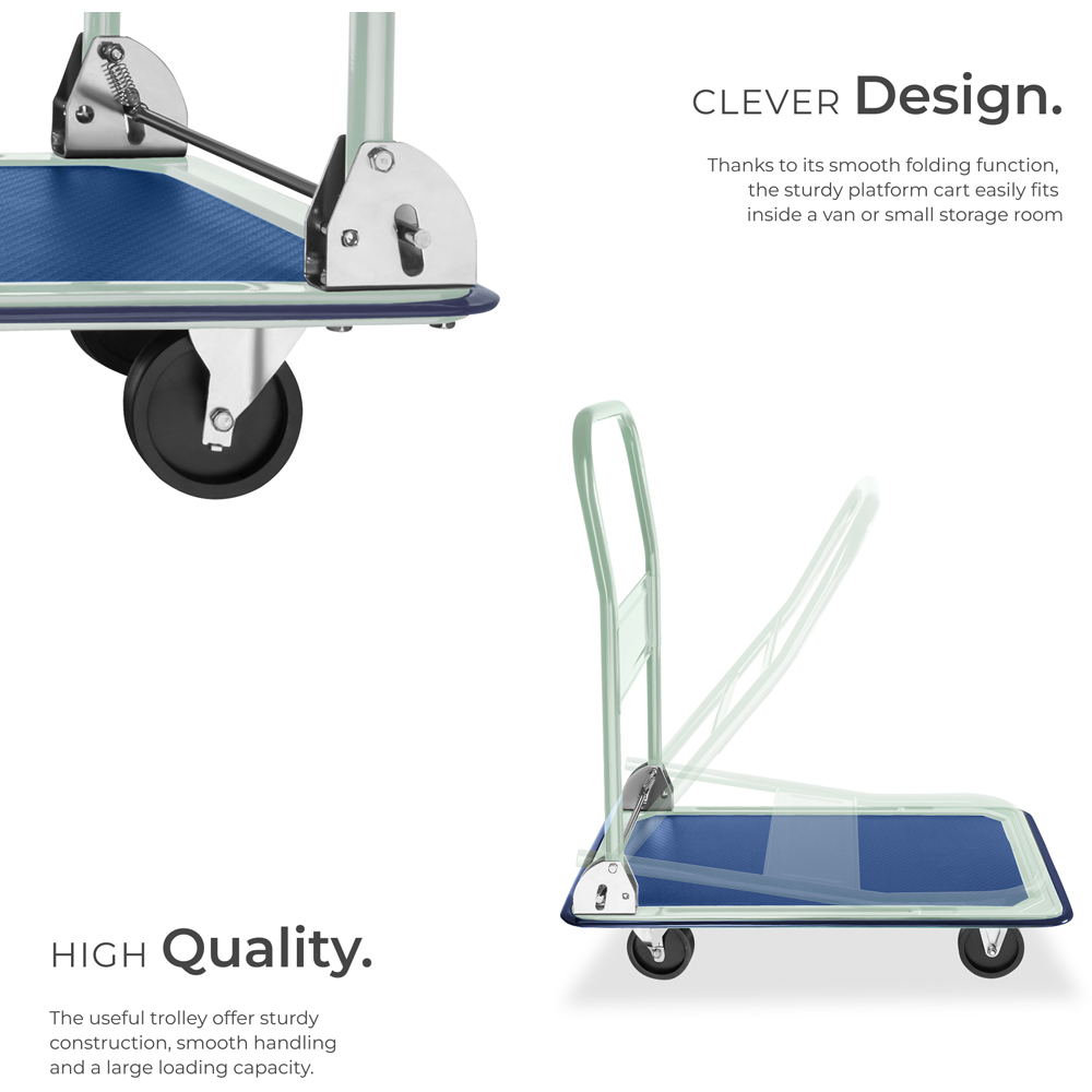 tectake Blue and Grey Folding Trolley 150kg Image 3