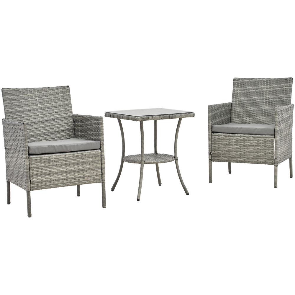 Living and Home 2 Seater PE Rattan Grey Garden Bistro Set Image 3