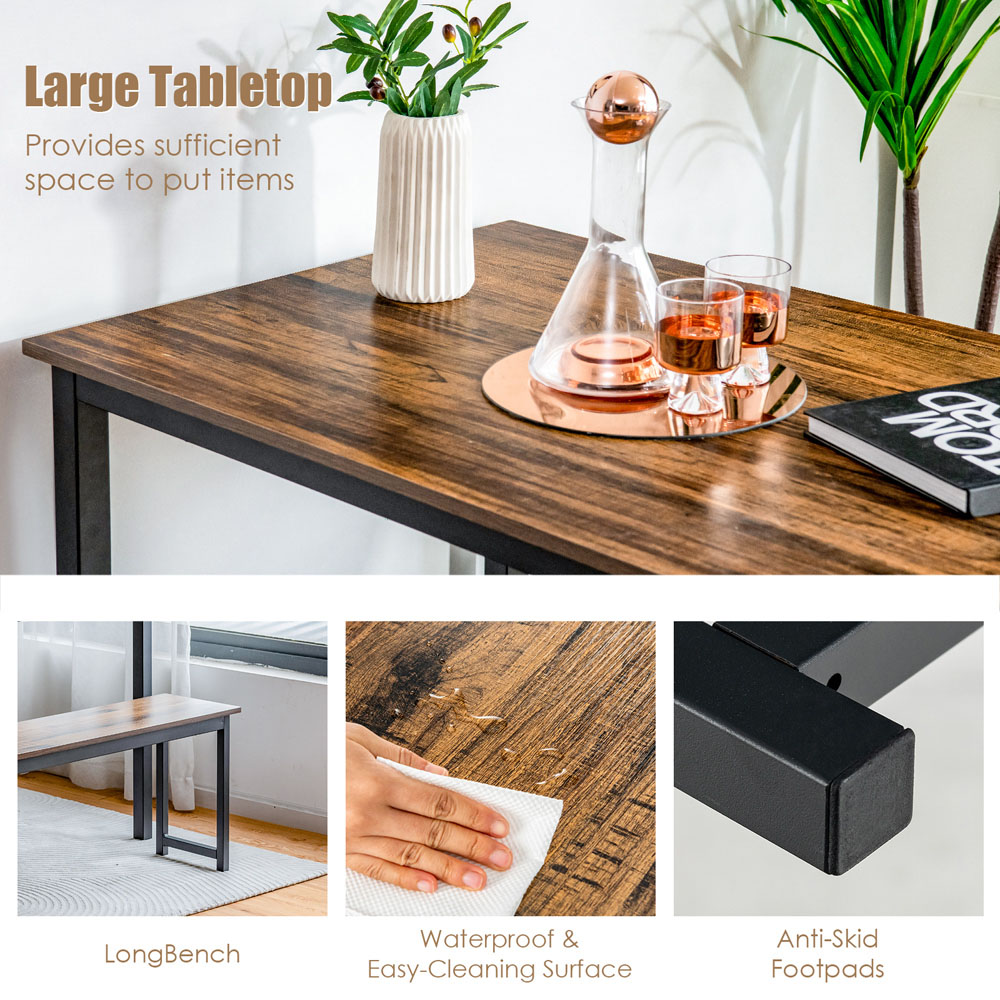 Costway 4 Seater Dining Breakfast Table Set Coffee Image 6