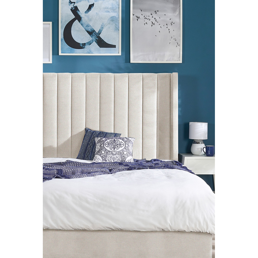 Aspire Helix King Size Natural Velvet Ottoman Bed Image 2