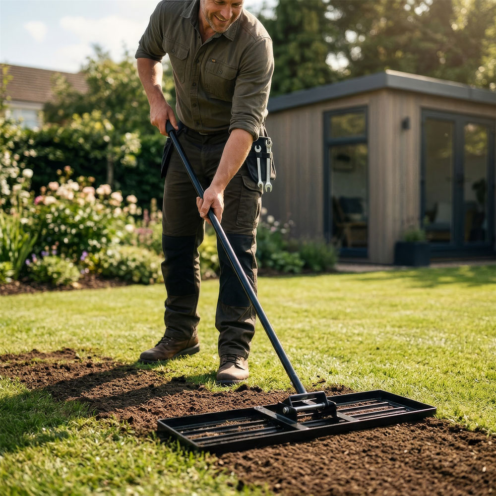 Harbour Housewares Heavy Duty Steel Lawn Levelling Rake 92 x 25cm Image 2