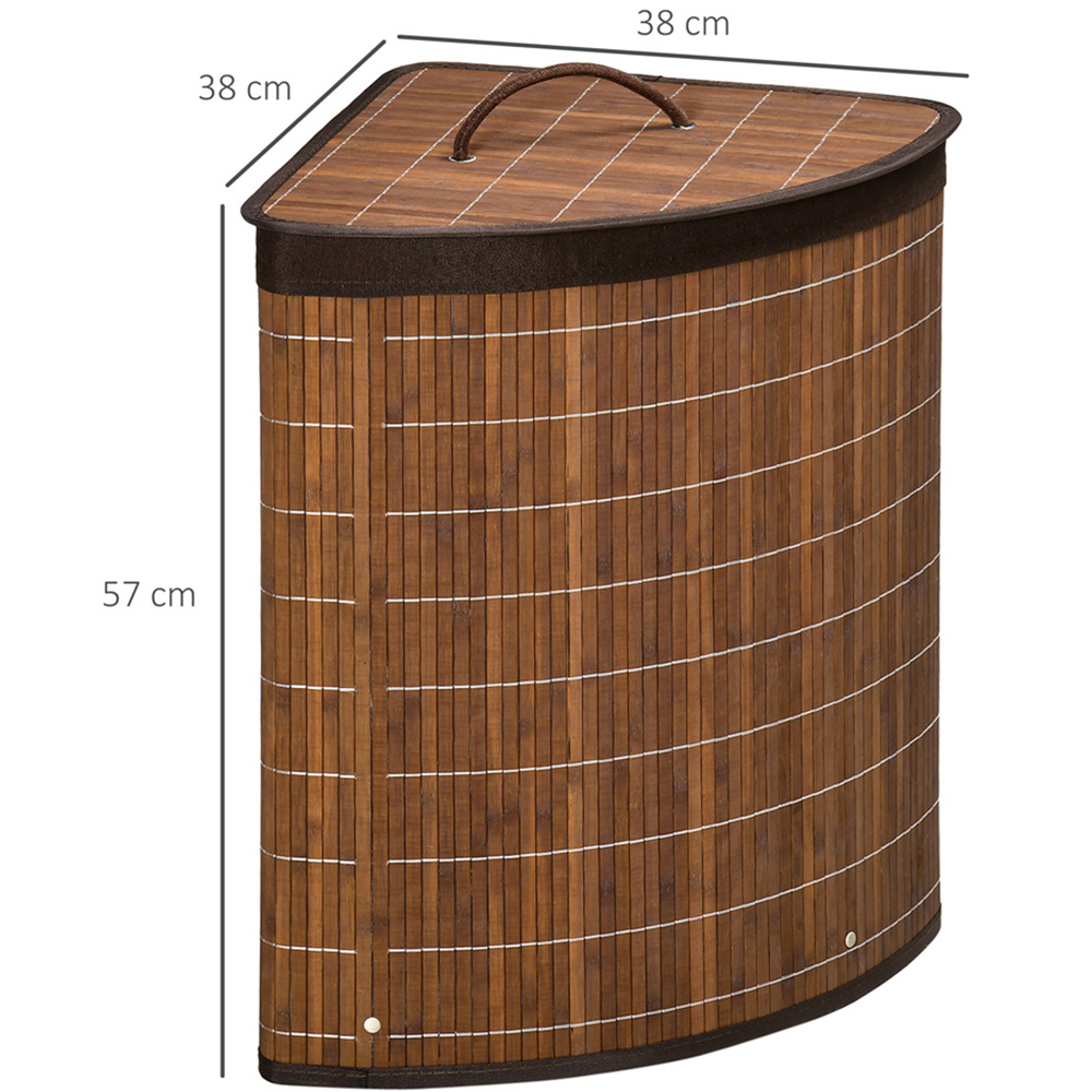 HOMCOM Brown Bamboo Corner Laundry Hamper 55L Image 9