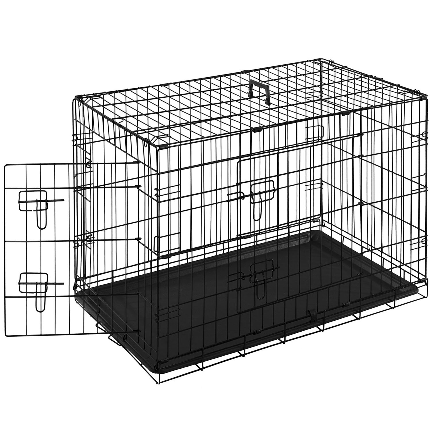Clever Paws Medium Black Steel Dog Crate Image 2