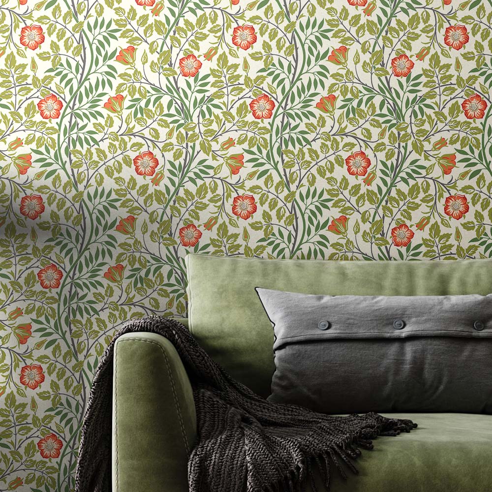 Hoopla Walls Rosehip Trail Coral Pink Non Woven Wallpaper Image 2