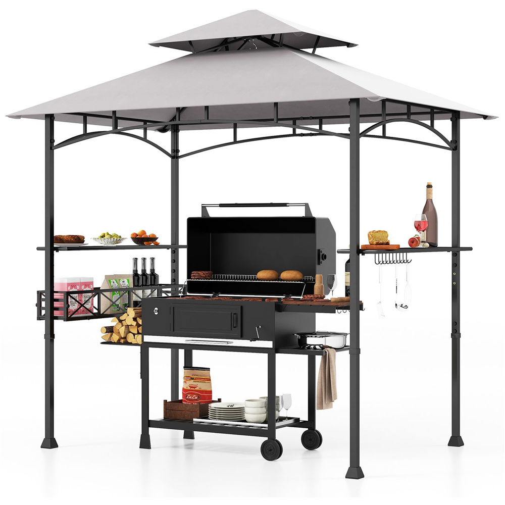 Costway 2.4 x 1.5m Grey 2 Tier Outdoor Grill Gazebo Image 3