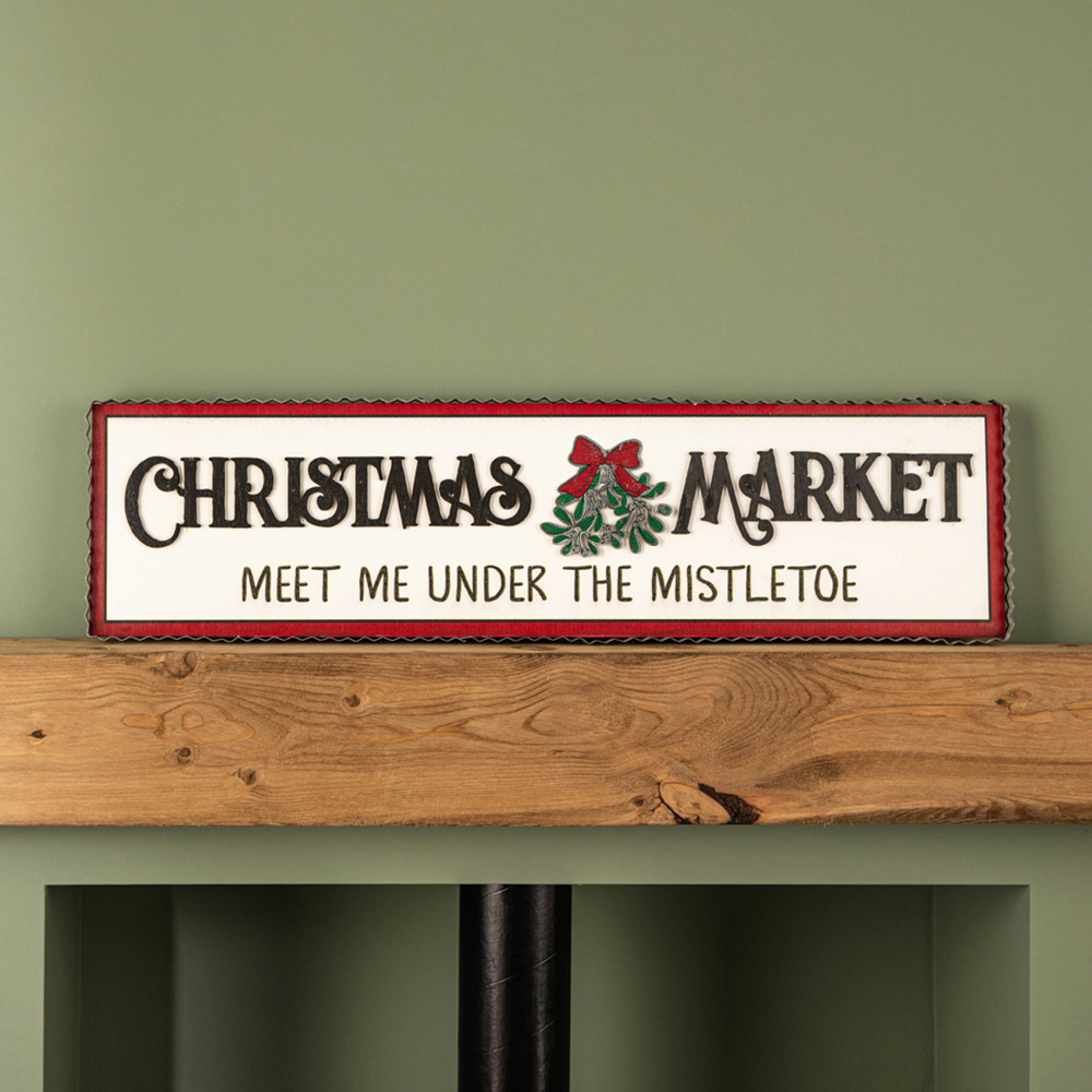 Samuel Alexander White Wooden Christmas Market Hanging Sign 2.9ft Image 2