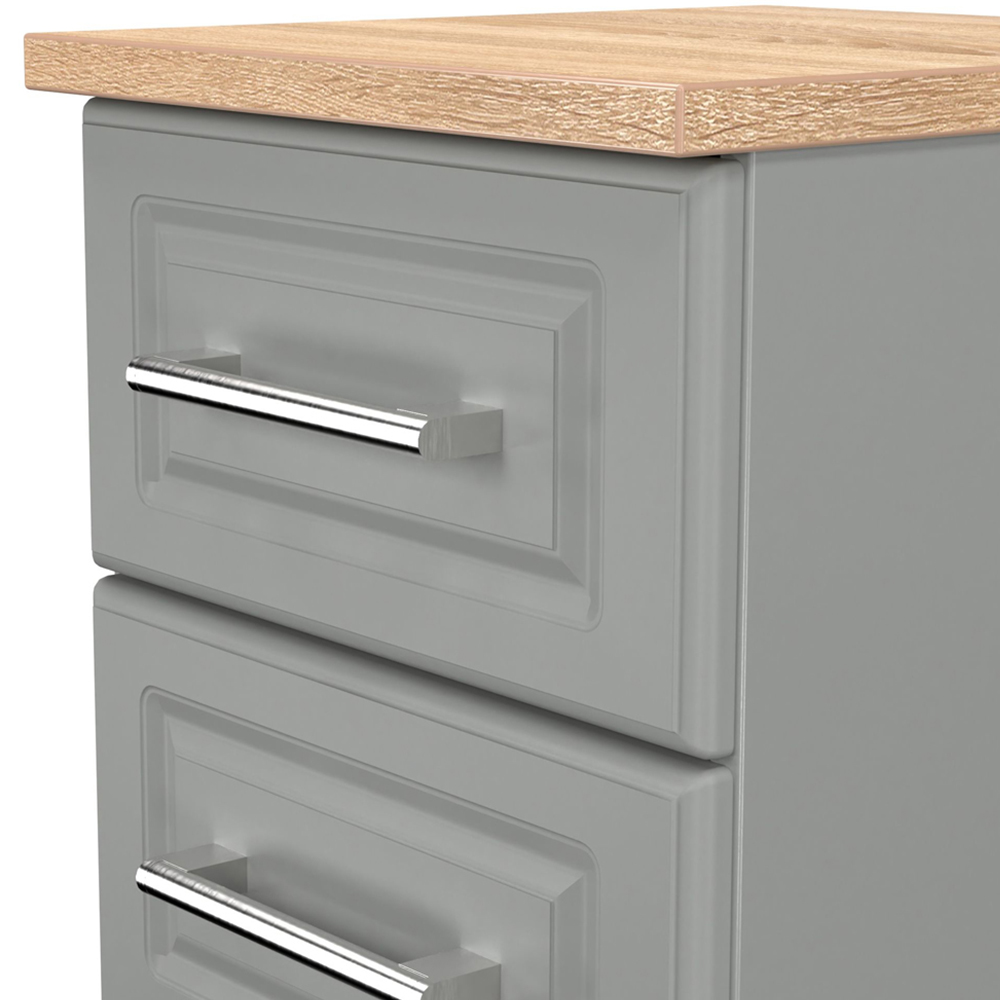 Crowndale Kent 2 Drawer Dusk Grey and Bardolino Oak Compact Bedside Cabinet Ready Assembled Image 5