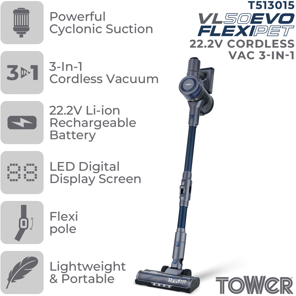 Tower VL50 Evo Flexi Pet 3-in-1 Cordless Vacuum Cleaner 22.2V Image 4
