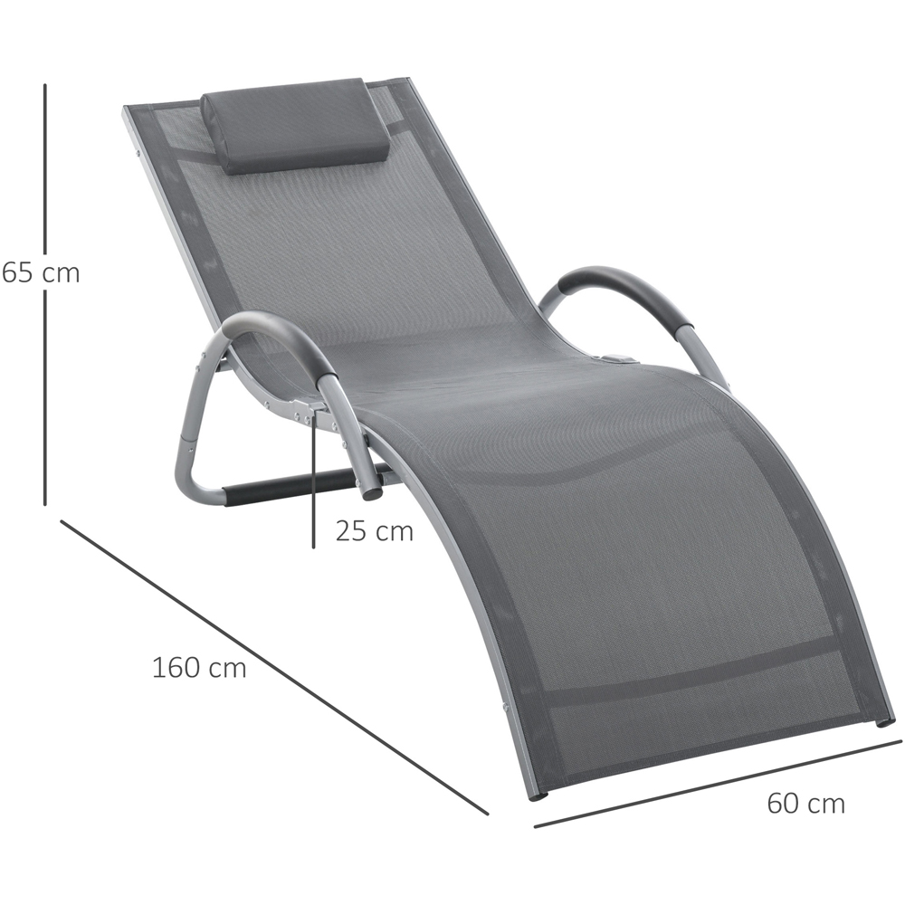 Outsunny Dark Grey Ergonomic Sun Lounger with Removable Headrest Image 8