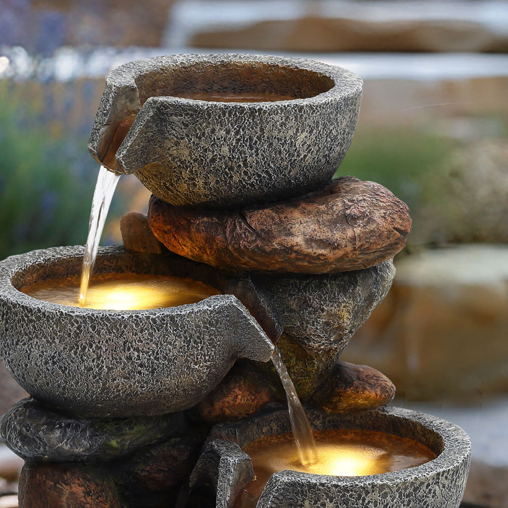 Charles Bentley Hybrid Rockery Cascading Bowls Water Feature Image 6