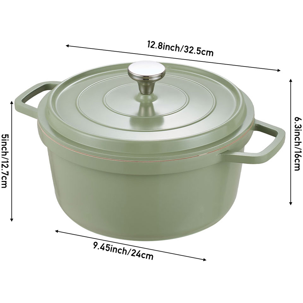 Living and Home 4.75L Green Non-Stick Cast Aluminium Enamelled Cooking Pot with Lid Image 8