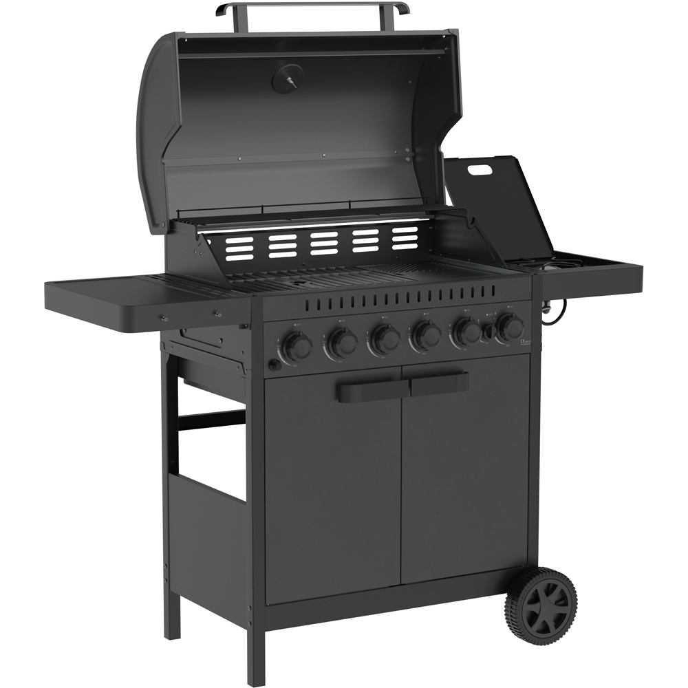 Ottimo 420 6 Burner Matt Grey and Black Gas BBQ with Side Burner Image 4