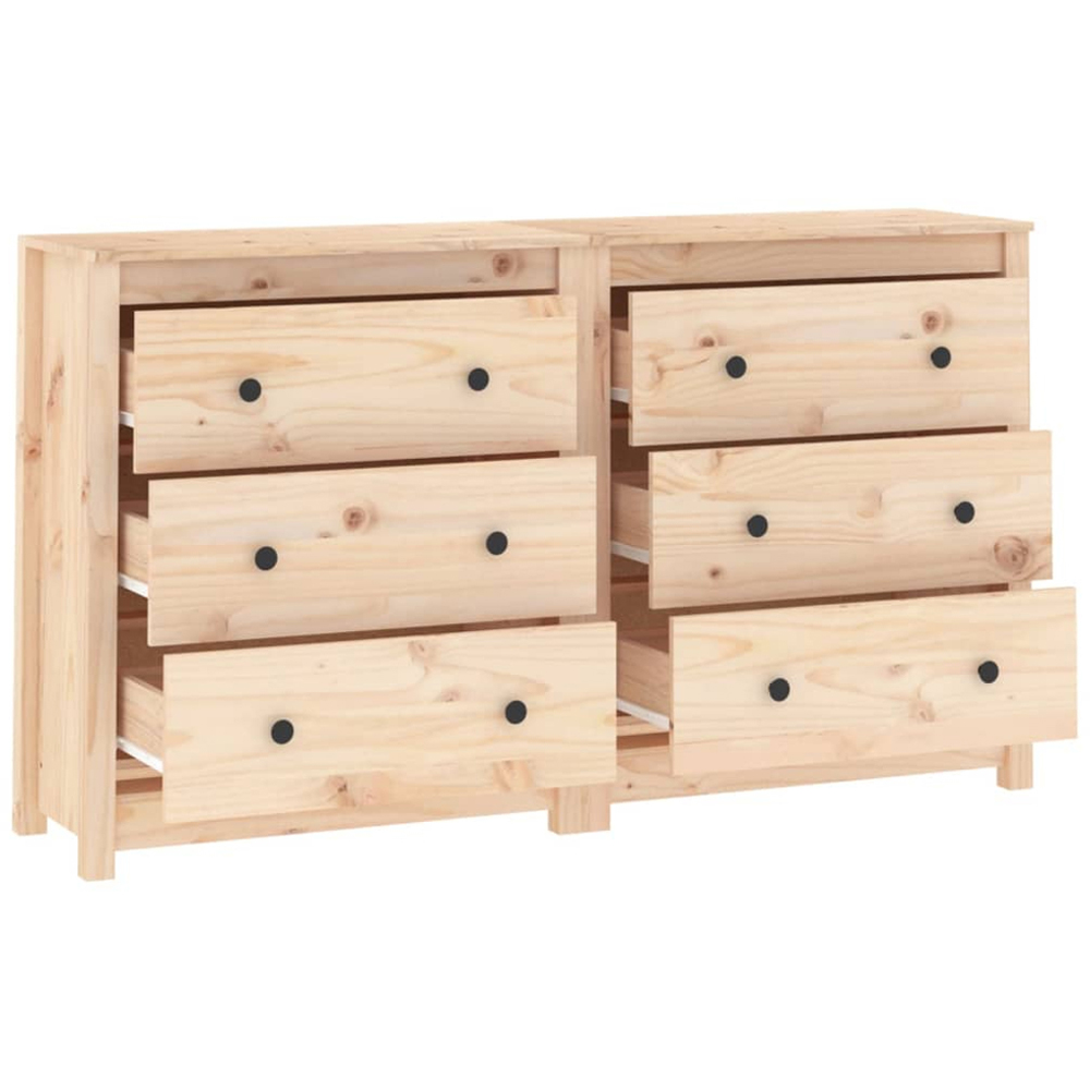 vidaXL 6 Drawer Natural Solid Pine Wood Sideboard Image 5