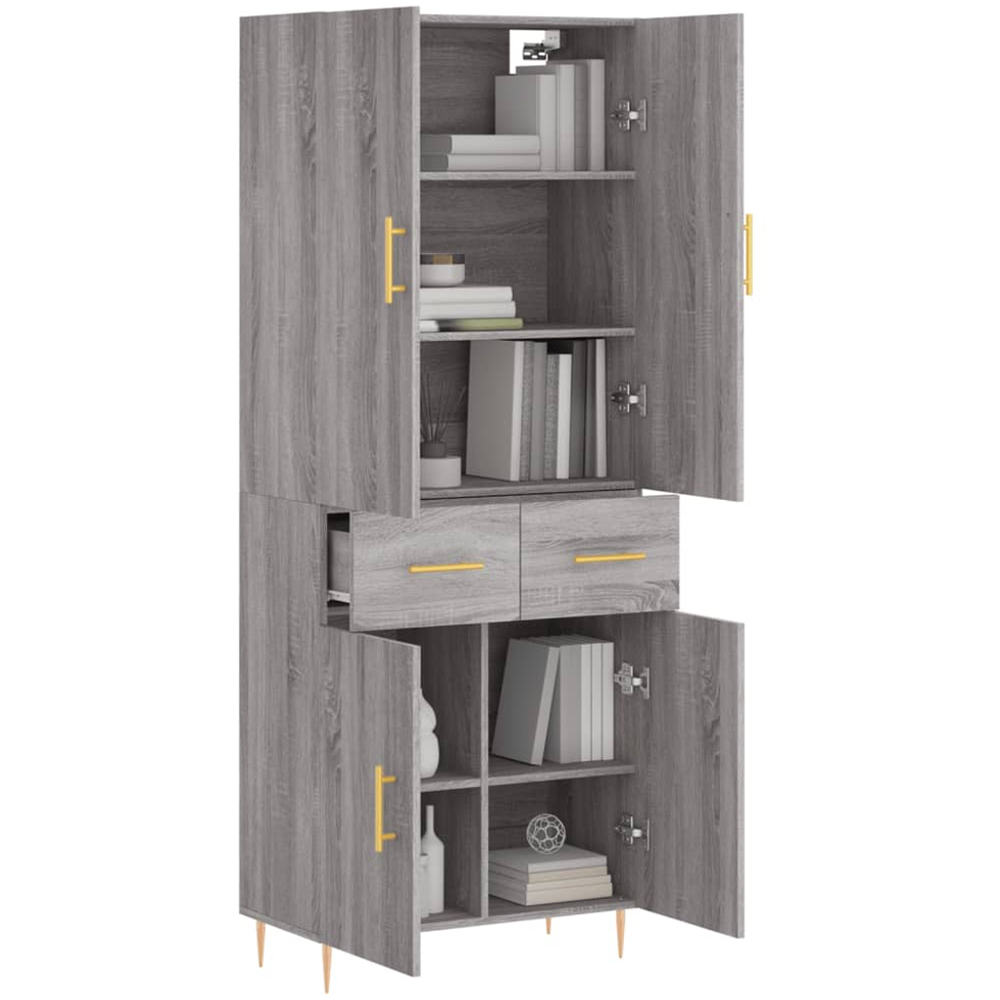 vidaXL 4 Door 2 Drawer Grey Sonoma Highboard Image 3