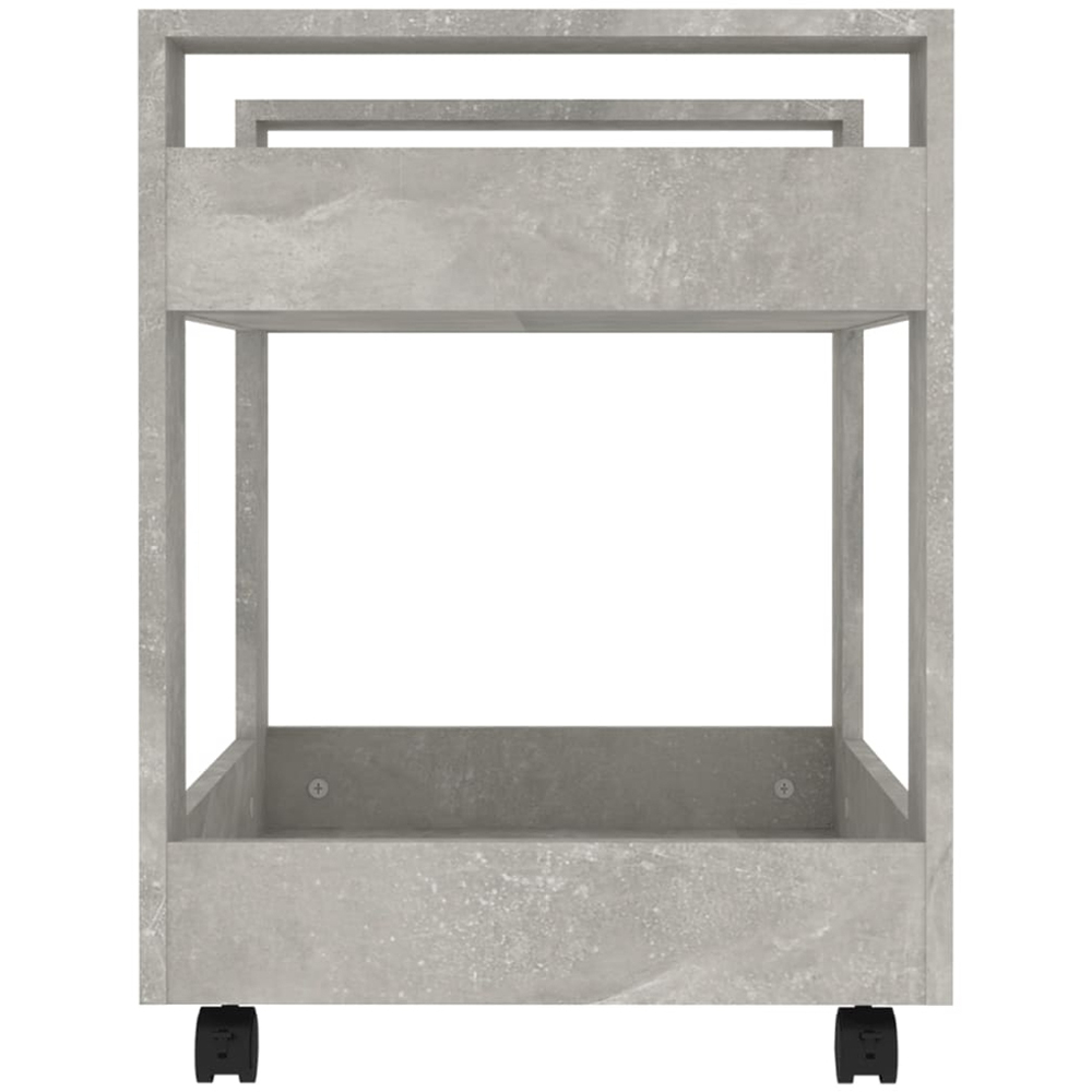 vidaXL 2 Shelf Concrete Grey Wooden Desk Trolley Image 6