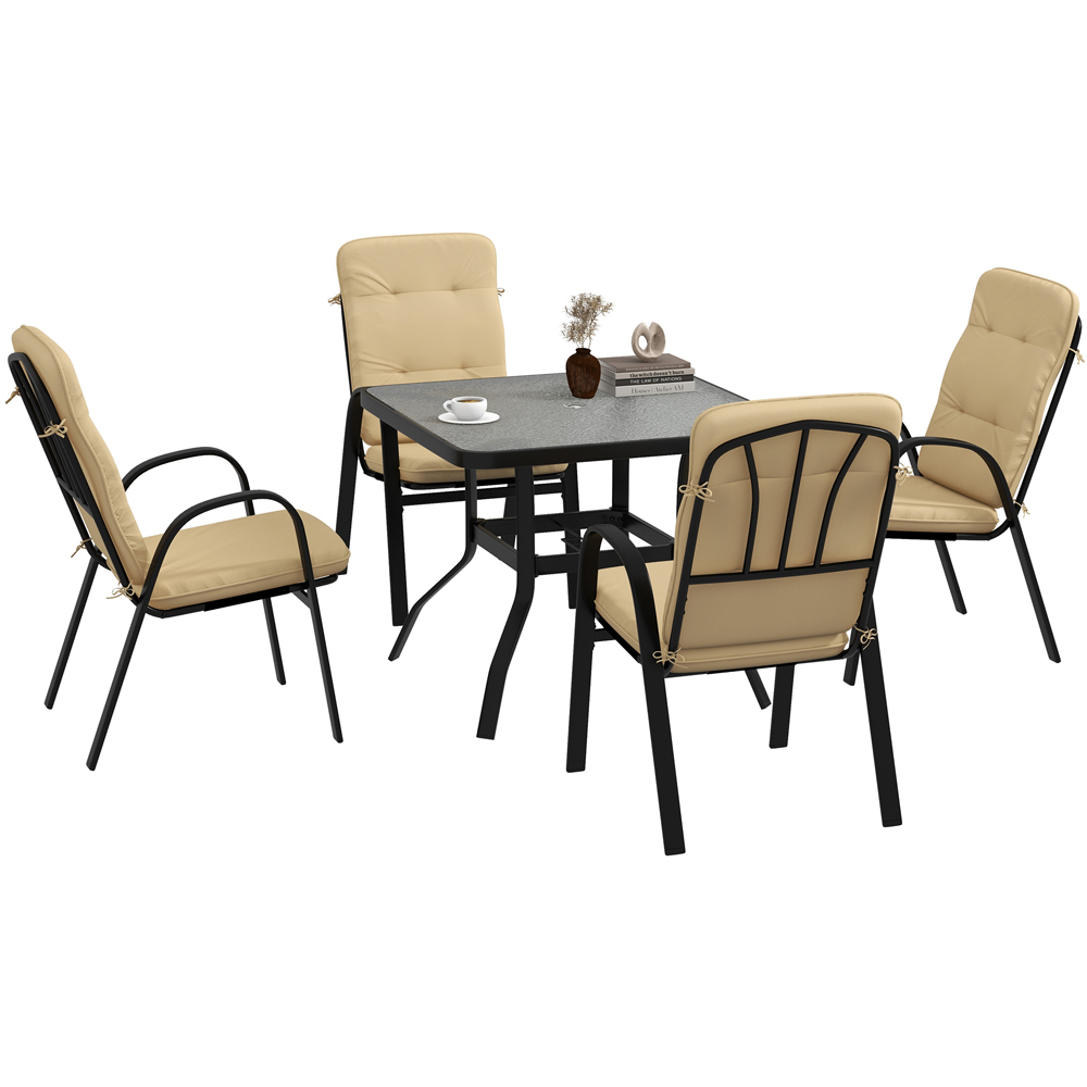 Outsunny 4 Seater Beige Outdoor Garden Dining Set Image 2