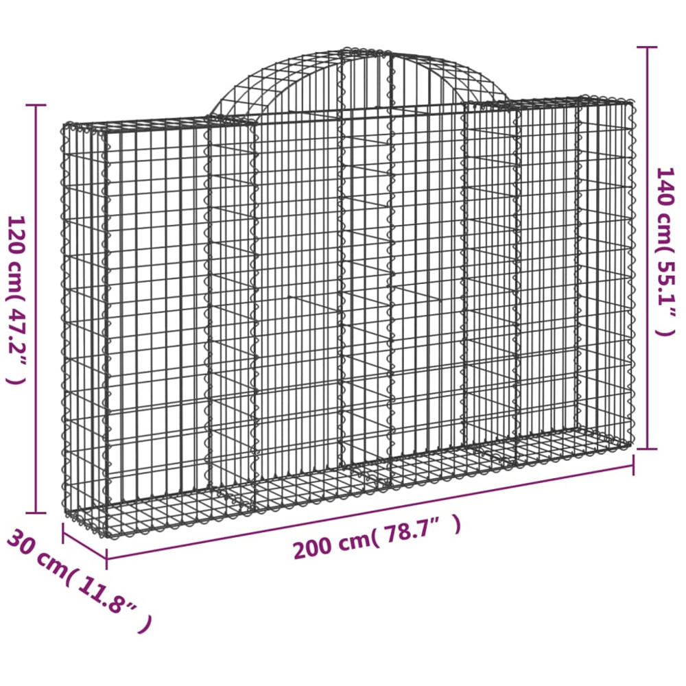 vidaXL Silver Galvanised Iron Gabion Basket 200 x 30 x 120/140cm Image 4