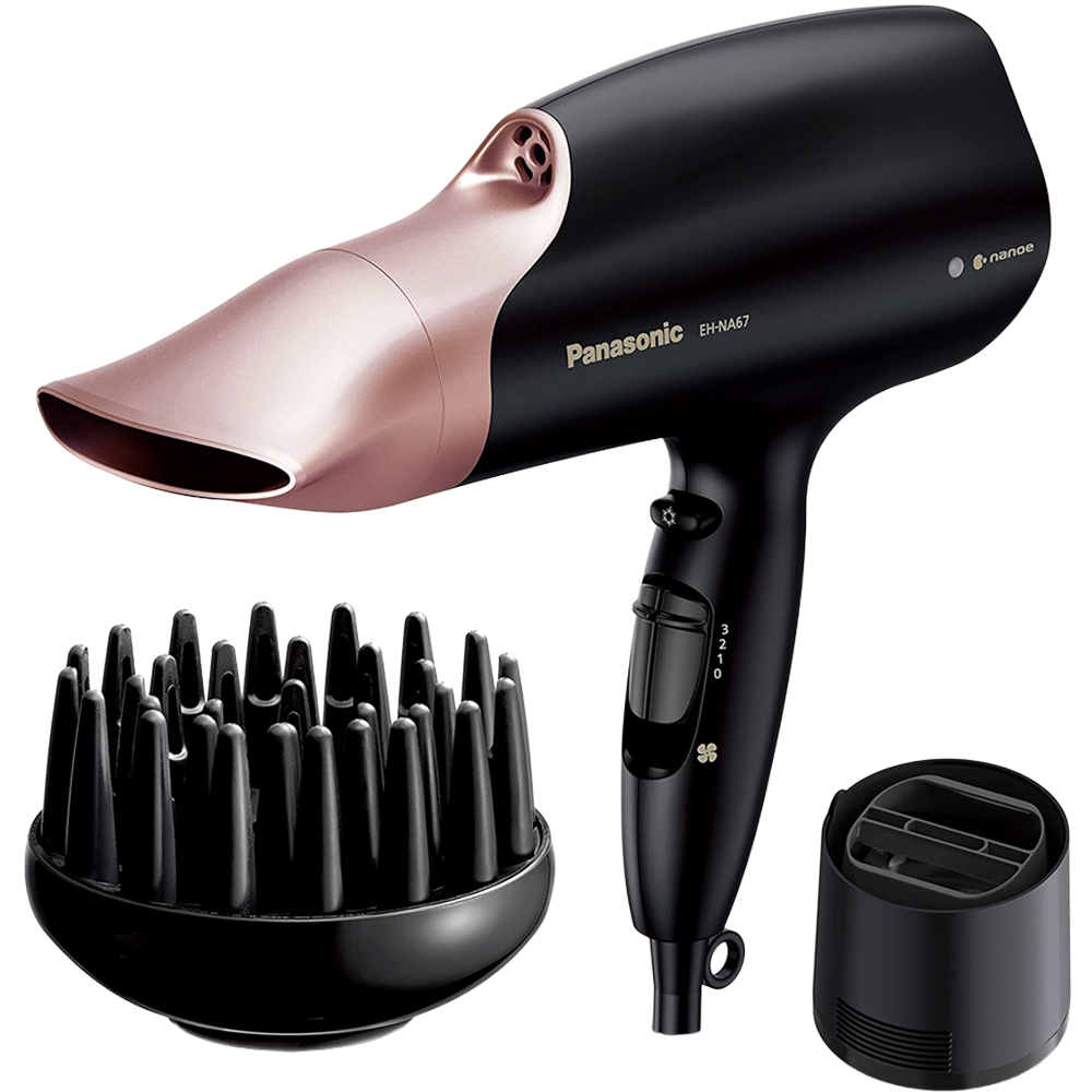 Panasonic EH-NA67 Black Nanoe Hair Dryer with Diffuser and Oscillating Nozzle 200W Image 1