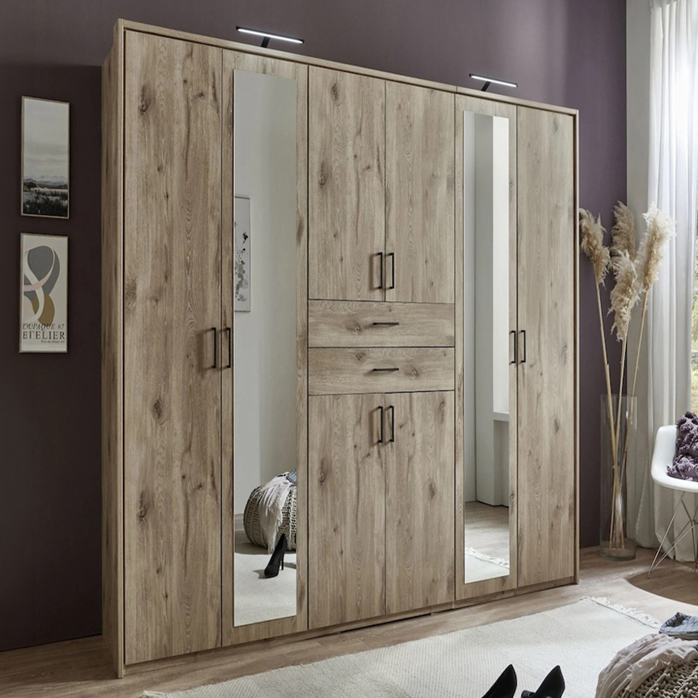 TJ'S Dillingen 8 Door 2 Drawer Viking Oak Wardrobe Image 1