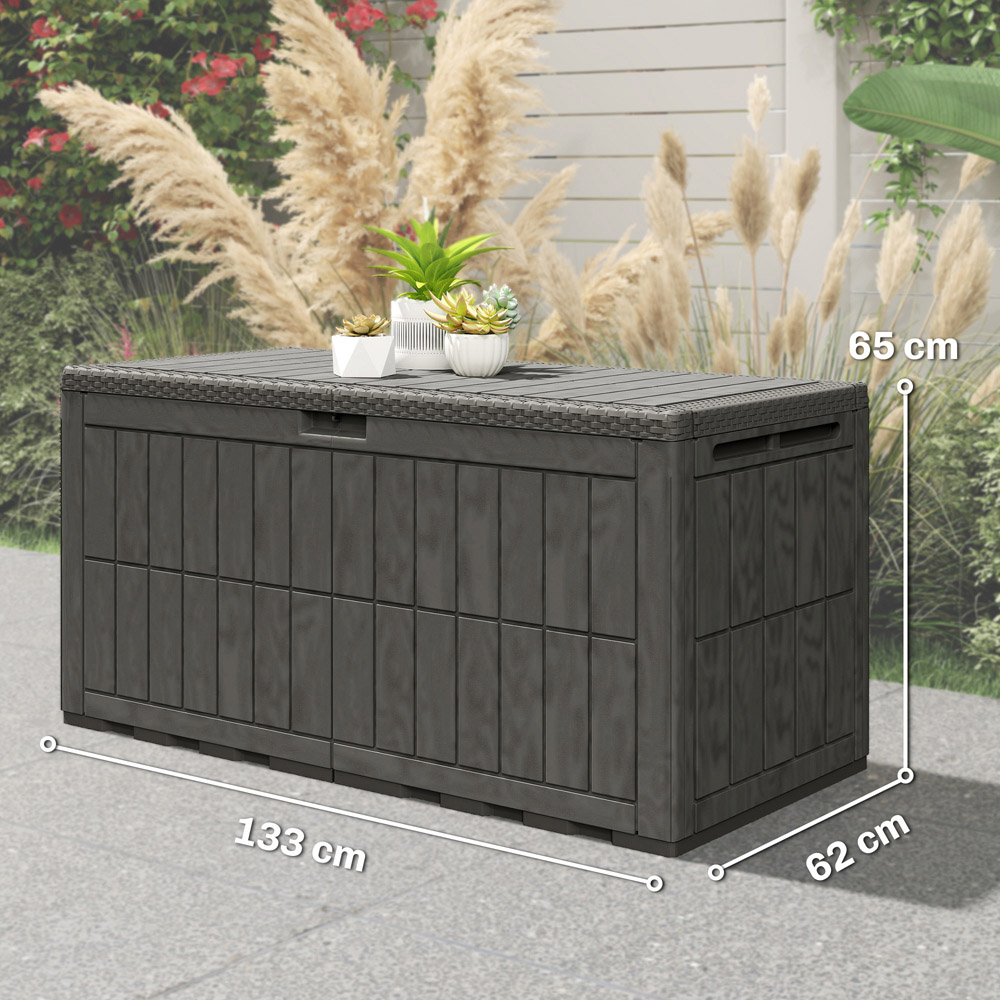 Outsunny 440L Brown Waterproof Garden Storage Box with Lockable Lid Image 9