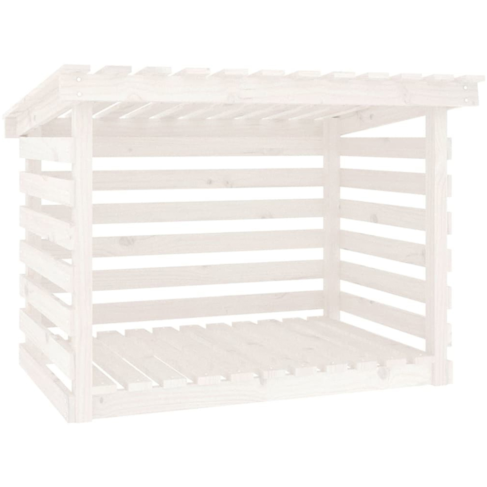 vidaXL White Pine Wood Firewood Log Holder 79 x 108 x 73cm Image 1