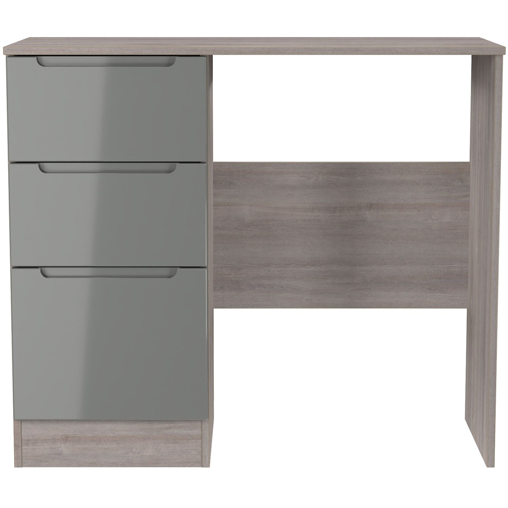 Crowndale Milan 3 Drawer Grey Gloss and Grey Oak Dressing Table Ready Assembled Image 2