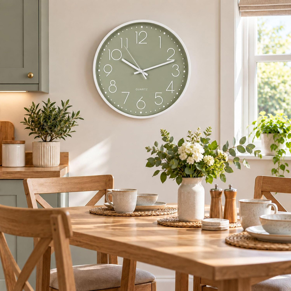 Marco Paul Sage Green Round Wall Clock 30cm Image 2