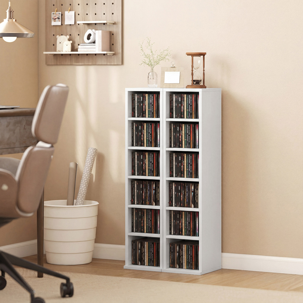 Portland 6 Shelf White Adjustable CD Storage Unit Set of 2 Image 3