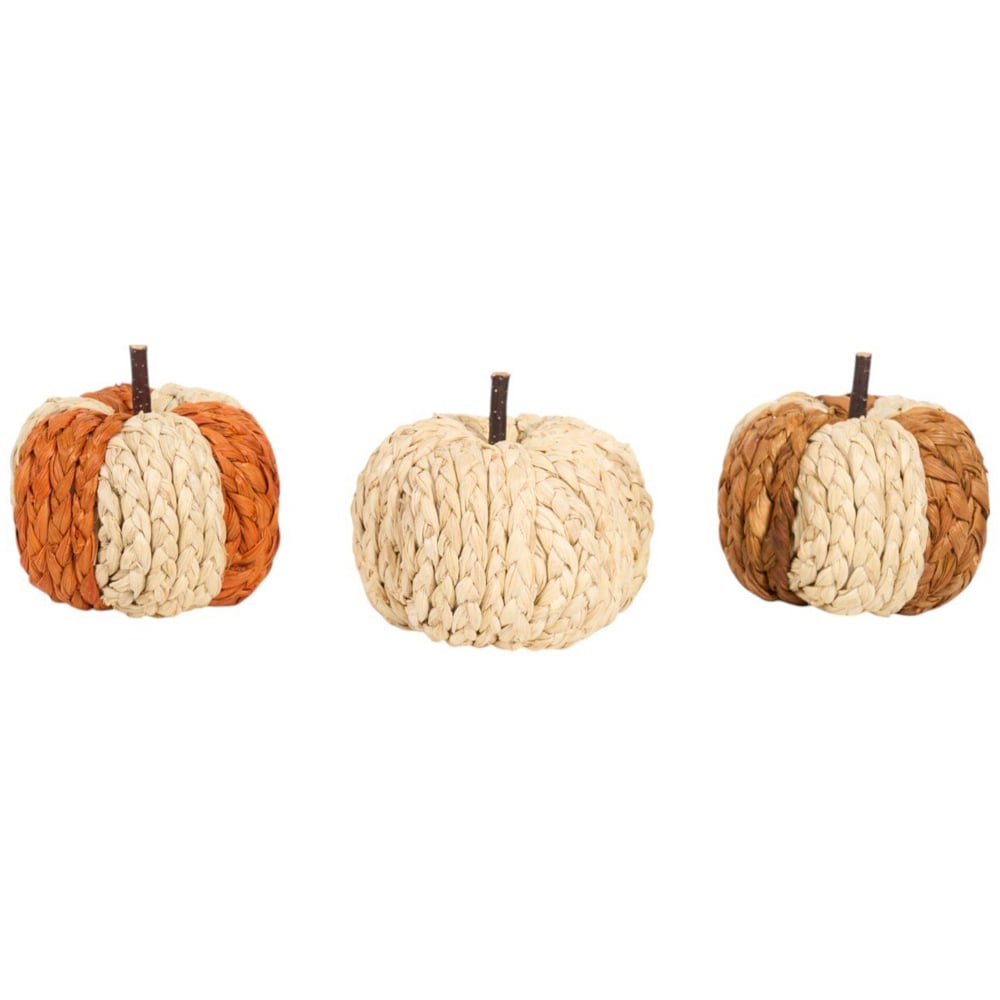 Pack of 3 Woven Stripe Pumpkins Image 1