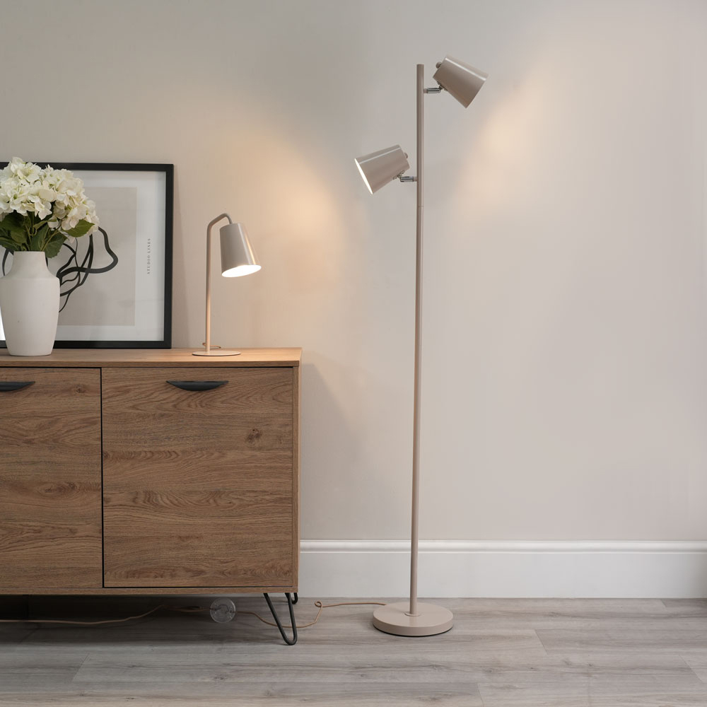 ValueLights Bibi Natural Stone 2 Way Adjustable LED Floor Lamp Image 2