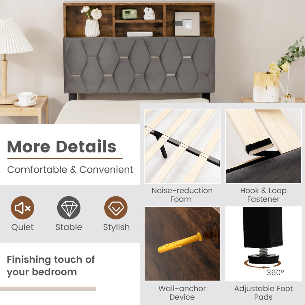 Costway Single Bed Frame with Headboard Image 7