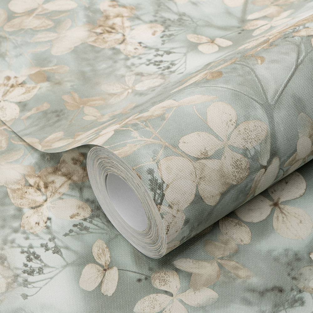 Erismann Textured Flower Blossom Sage Green Wallpaper Image 2