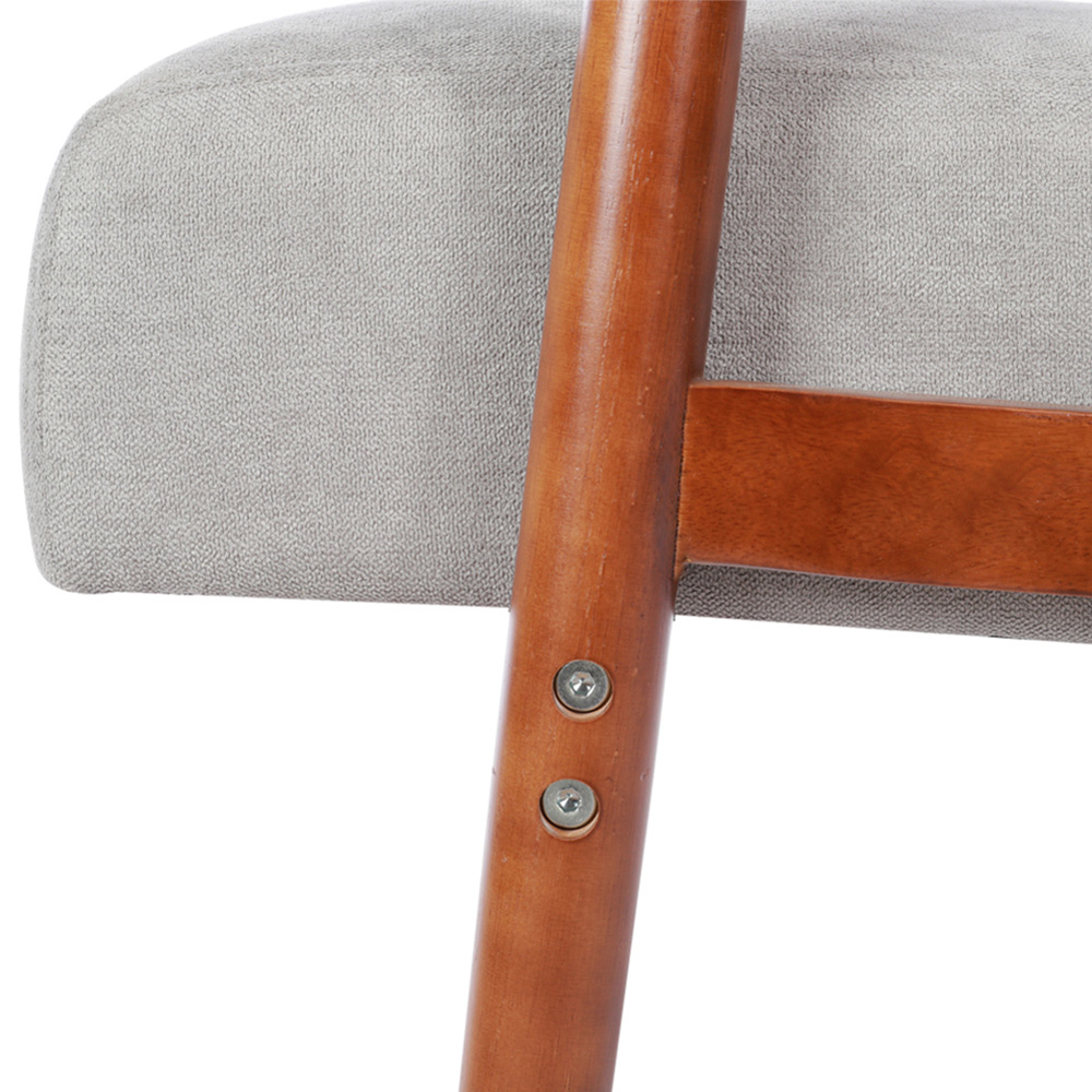 Living and Home 2 Seater Walnut and Light Grey Upholstered Tufted Sofa Image 5