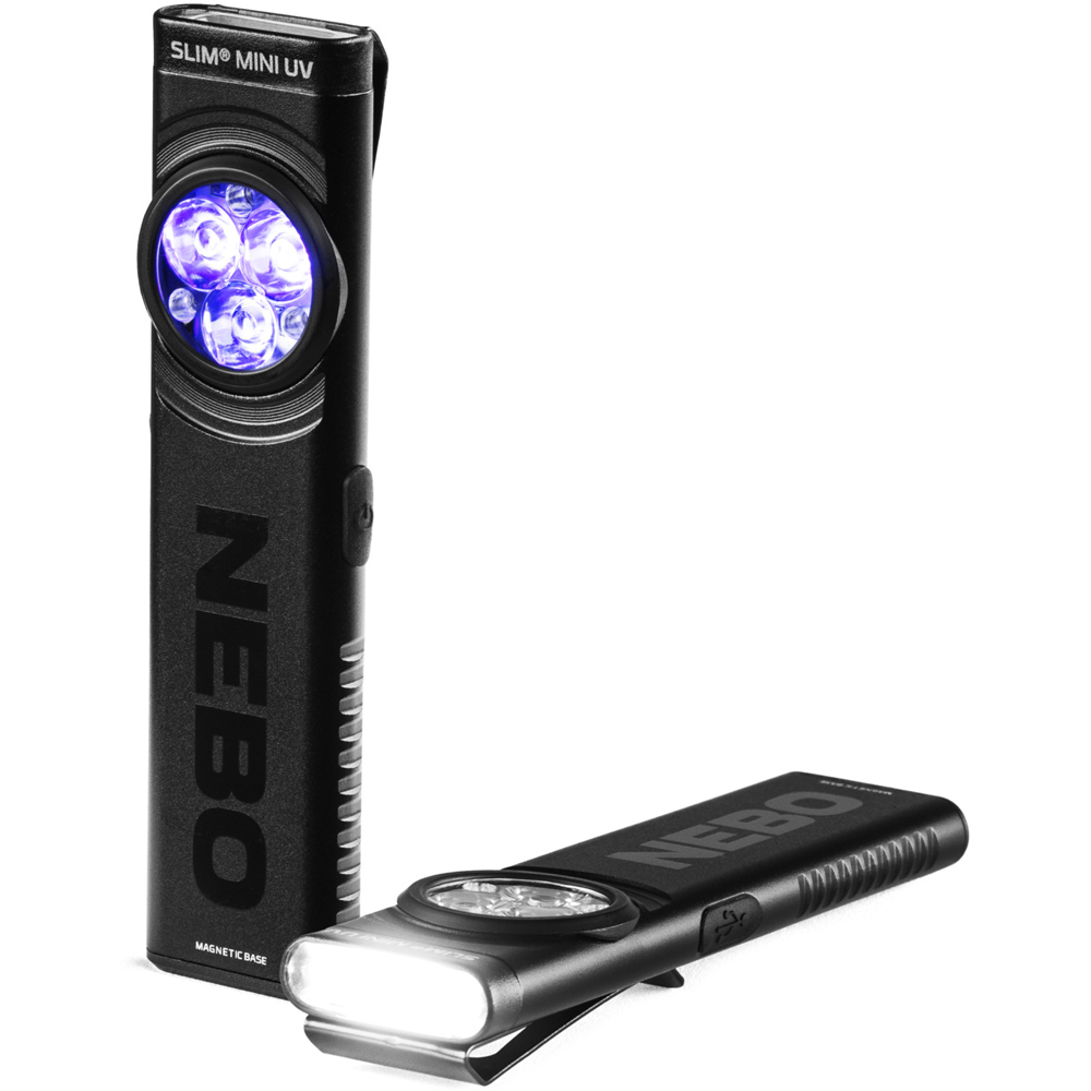 Nebo Slim Mini UV 150 Lumens Rechargeable Dual-Band UV and White EDC Pocket Light with Magnetic Base Image 2