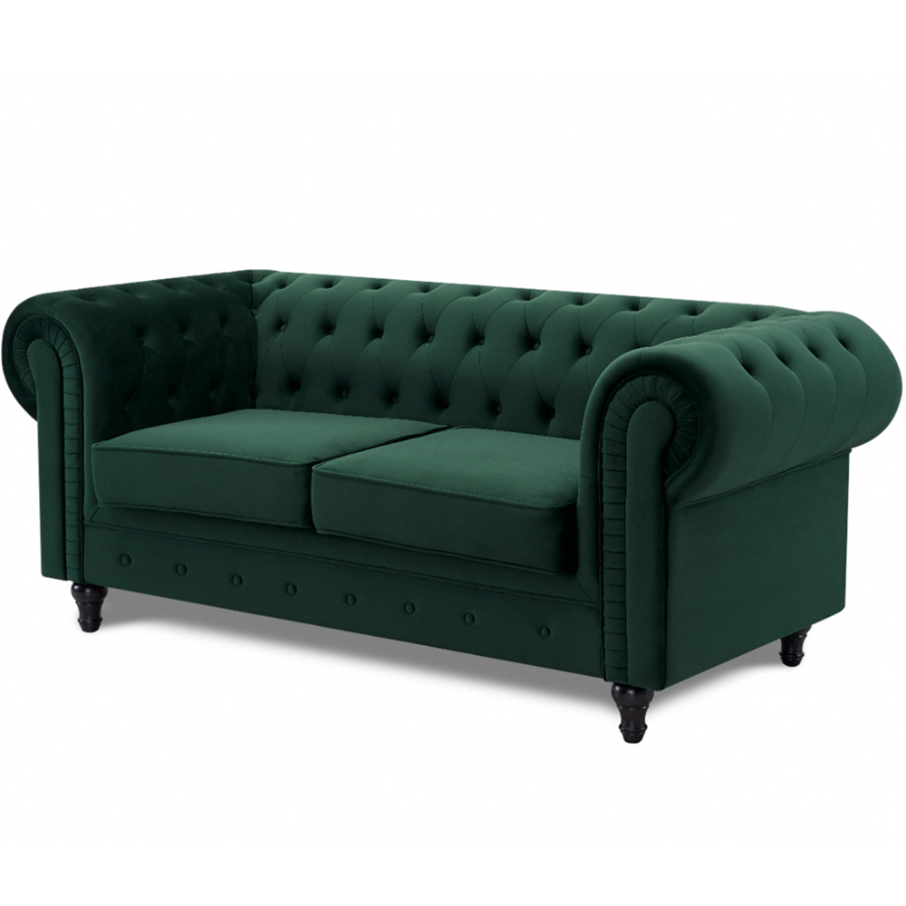 Home Detail Chesterfield 2 Seater Pleat Green Velvet Sofa Image 2