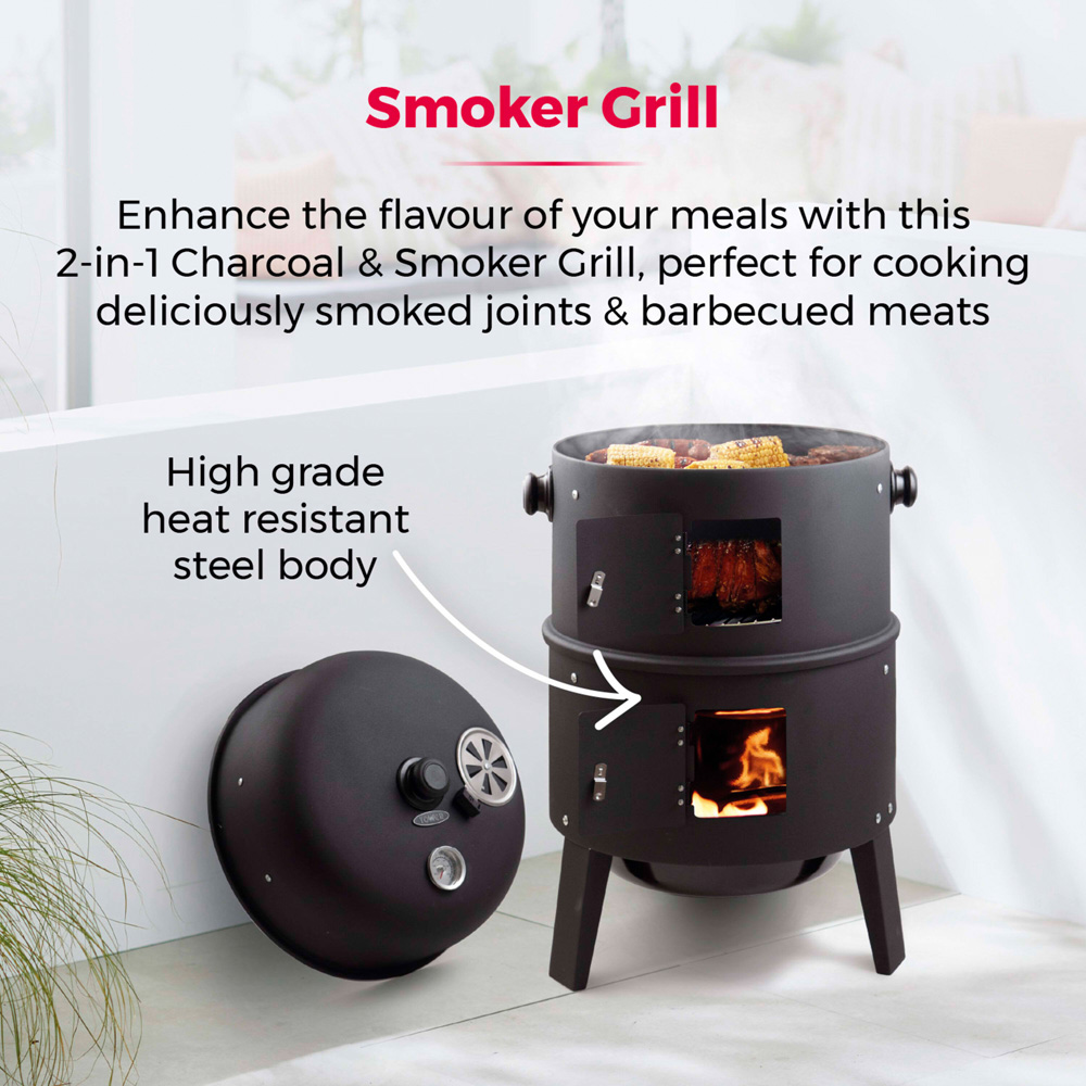 Tower 2 in 1 Charcoal and Smoker BBQ Grill | Wilko